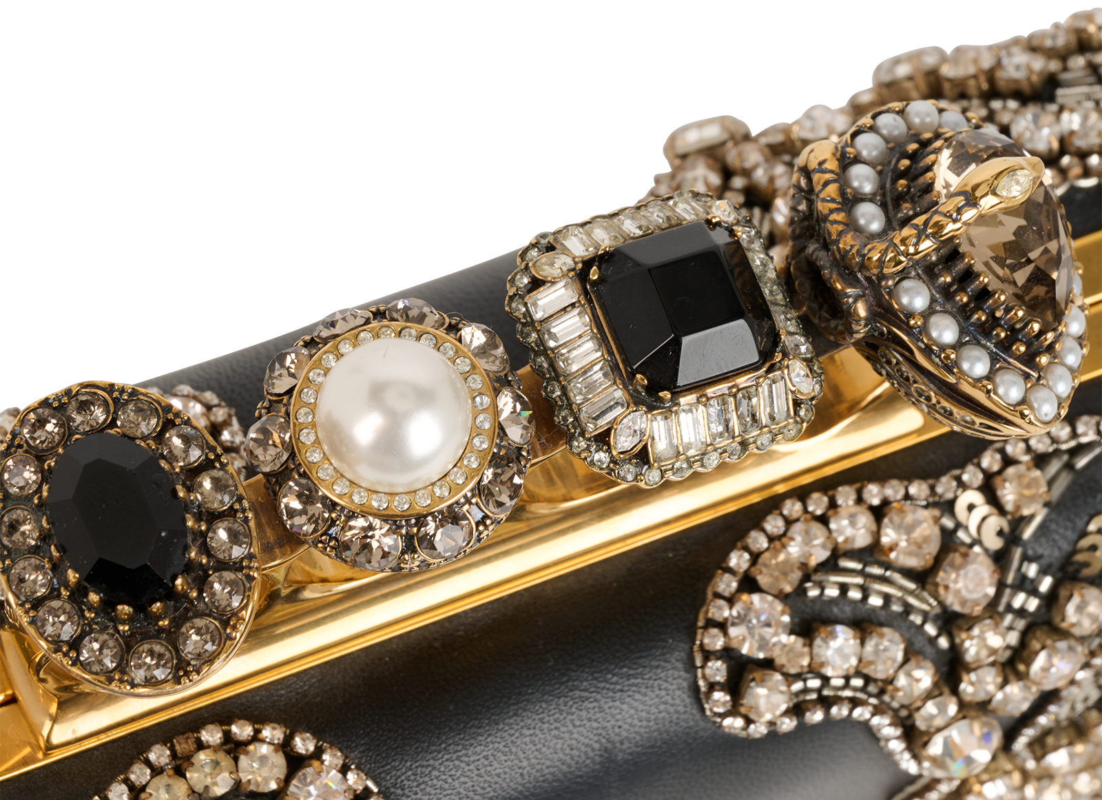 Embellished 4 Ring Knuckle Clutch, &pound;450, Handbags, Black, Leather, Other view